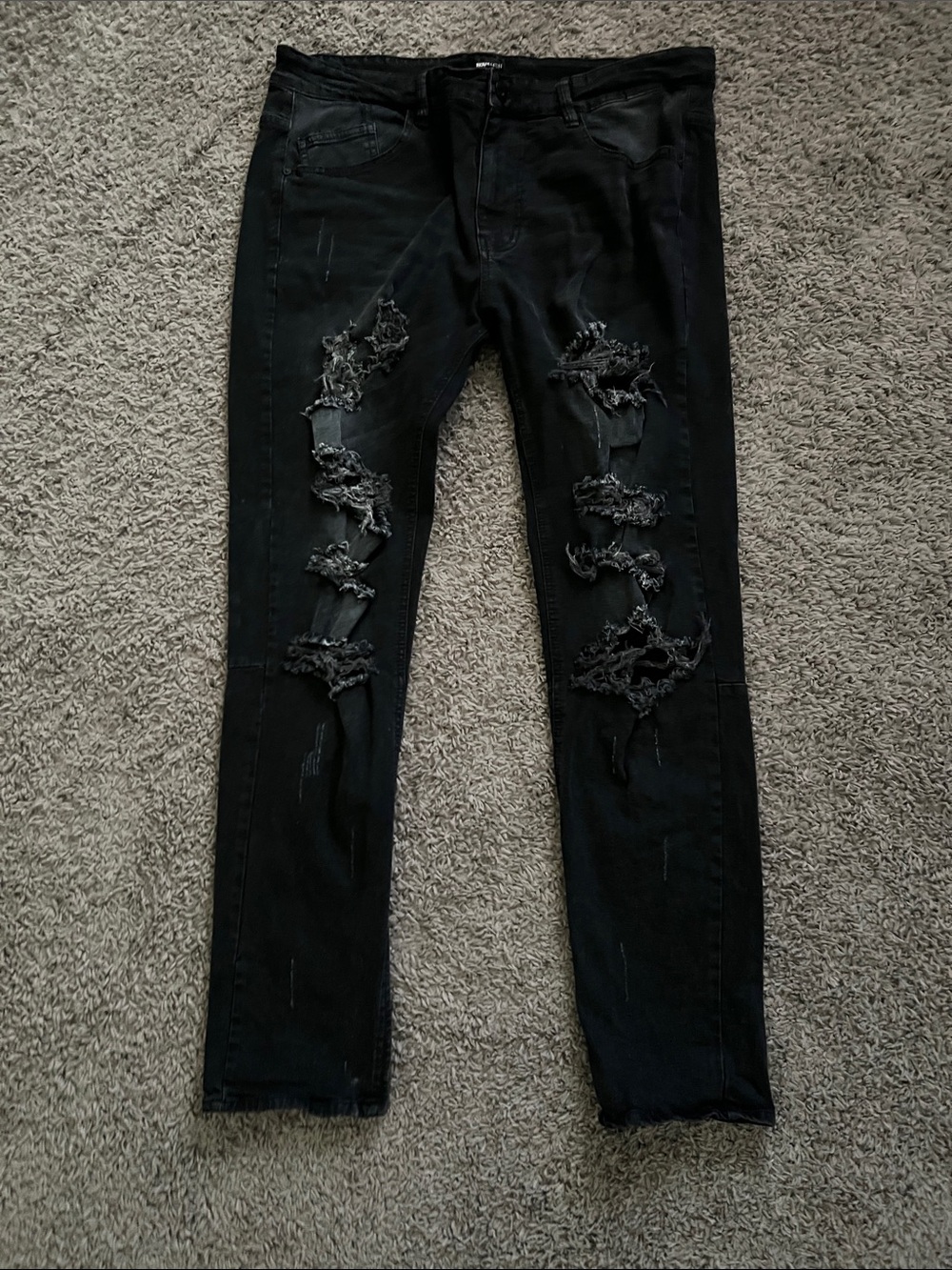 Fashion Nova Men's Black Skinny Ripped Jeans